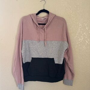 American Eagle Outfitters Tri-Tone Hoodie Sweater - Mauve, Gray, Black